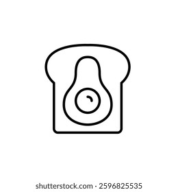 Avocado on toast. Vegetarian breakfast with bread and fruit. Pixel perfect, editable stroke vector icon