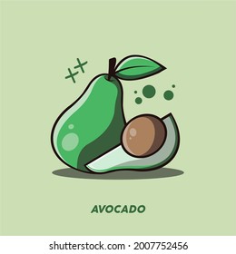 Avocado auf Vektorgrafik, einfach und süß. Geeignet für Kinderbücher oder Inhalte, die einen einfachen und lustigen Eindruck hinterlassen, oder für Ihr Saft-Produktdesign.