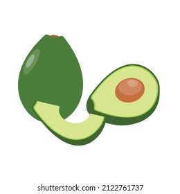 avocado on white background, vector illustration