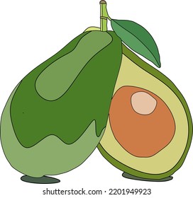 Avocado on a white background. Vector illustration design