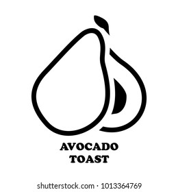 Avocado on white background.Avocado isolated object. For design, wallpaper, logo, icon, menu, restaurant, cafe, kitchen, birthday illustration in the style of Doodle