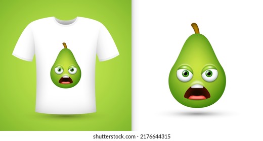 Avocado on white shirt. Vector