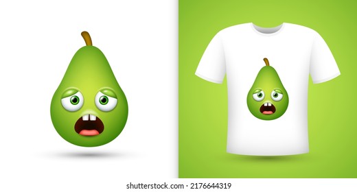 Avocado on white shirt. Vector