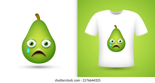 Avocado on white shirt. Vector
