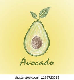 avocado on yellow background. vector illustration.