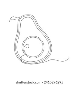 Icono de aguacate de una línea. Fondo de dibujo de una línea. Dibujo continuo de aguacate. Ilustración vectorial. Aguacate lineal para elementos de diseño de alimentos y naturaleza