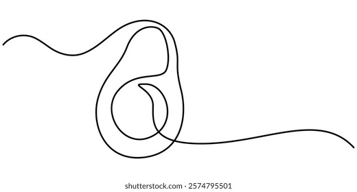 Avocado one line icon. One line drawing background. Continuous line drawing of avocado. Vector illustration. Avocado linear icon, Avocado Line icon, Sketch and Doodle Design.