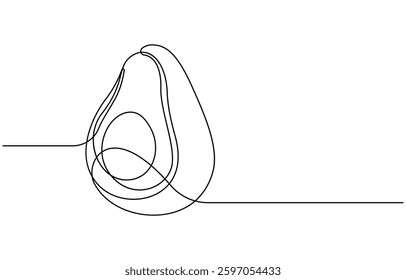 Avocado one line icon. One line drawing background. continuous line of avocado fruit. Simple one line drawing of avocado