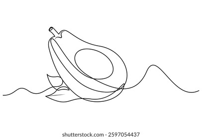 Avocado one line icon. One line drawing background. continuous line of avocado fruit. Simple one line drawing of avocado