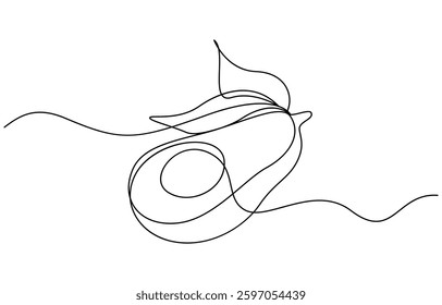 Avocado one line icon. One line drawing background. continuous line of avocado fruit. Simple one line drawing of avocado