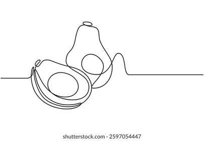 Avocado one line icon. One line drawing background. continuous line of avocado fruit. Simple one line drawing of avocado