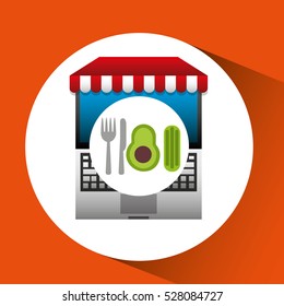 avocado online shopping app vector illustration eps 10