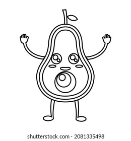 Avocado outline for coloring book