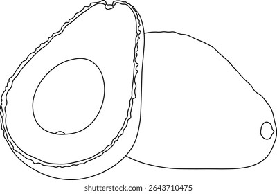 "Avocado Outline Design" features a clean and minimal line art illustration of avocado, ideal for modern, organic, or health-themed projects.