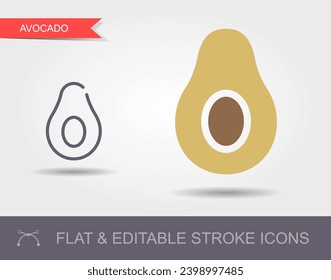 Avocado. Outline icon with editable stroke. Linear symbol of the food and flat icon