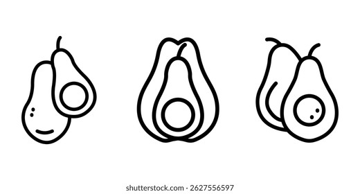 contorno de abacate ou conjunto de design de ícone de linha.