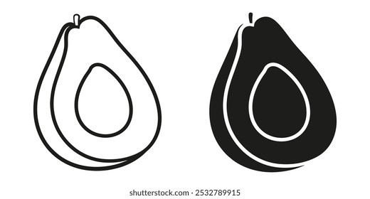 Avocado outline silhouette illustration vector. Coloring page design isolated on white background.