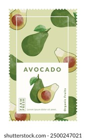 Avocado packaging design templates, watercolour style vector illustration.