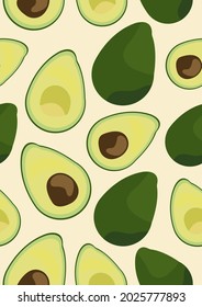 Avocado pattern background.Eps 10 vector.
