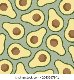 Avocado Pattern Background. Social Media Post. Fruits Vector Illustration.
