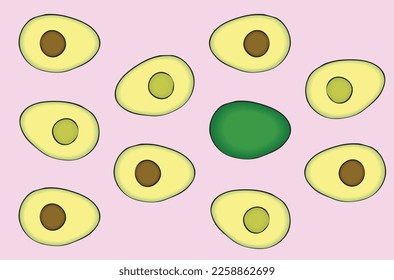 Avocado pattern designed with colorful pop art