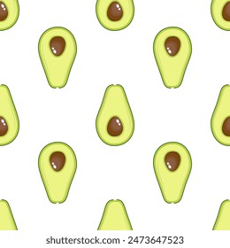 Avocado pattern geometric seamless. fresh avocados halfs pattern. Vector illustration in flat style