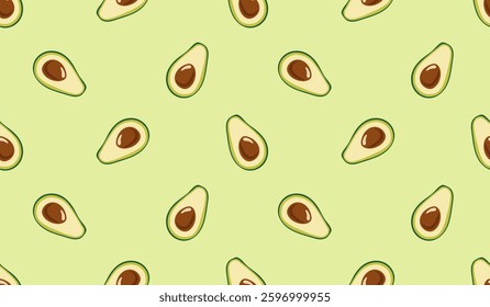 Avocado pattern geometric seamless. fresh avocados half pattern.
