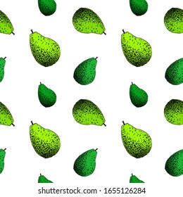 Patrón aguacate. Vocado verde dibujado a mano sobre fondo transparente. Fondo vectorial transparente.