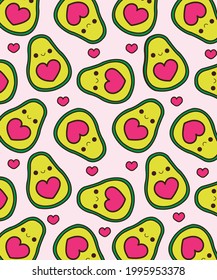 avocado pattern with hearts and pink background