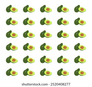 Avocado-Muster. Natürliche Lebensmittel Hintergrund kreativen einfachen Stil, Landwirtschaft Vektor Design. Muster für gesunde Ernährung. Linie geometrische Mosaik nahtlose Mustergrafik.