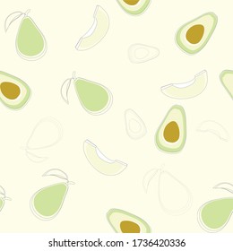 avocado pattern. on pink Background with healthy food. Avocado print. Seamless pattern.