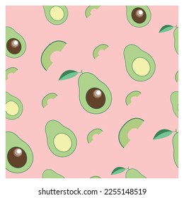 Avocado pattern on a pink background in vector.