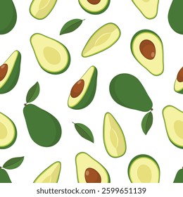 Avocado pattern on white background