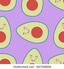Avocado pattern. Vector illustration in a flat style