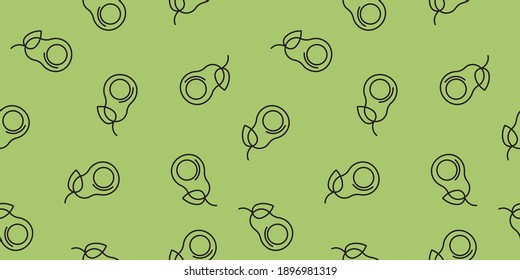 Avocado patterns on green wallpaper, Fruit seamless pattern.	