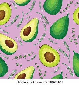 avocado patterns on pink background, vector textile fabric background