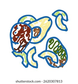 abacate peel corte fatia ícone doodle esboço vetor. abacate peel corte fatia sinal. símbolo isolado ilustração