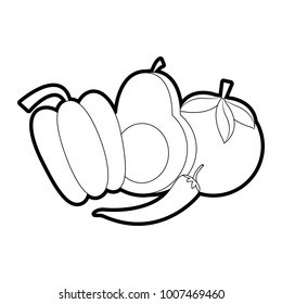 Avocado pepper and tomato design
