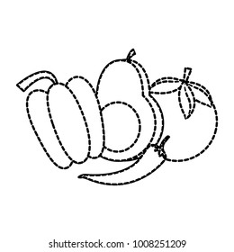 Avocado pepper and tomato design