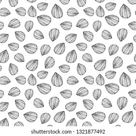 Avocado pit pattern on white background