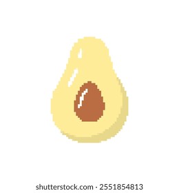 Avocado Pixel Art Frucht Retro-Symbol. Illustration eines Avocado-Pixels.