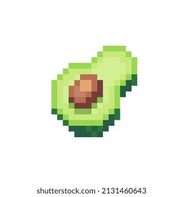 Avocado pixel art icon. Design for logo, sticker and mobile app. Isolated vector illustration. Game assets 8-bit sprite.