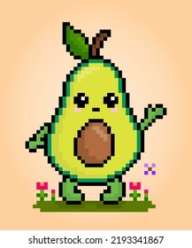 Píxel aguacate de 8 bits. Fruta en ilustraciones vectoriales para activos de juego y puntos cruzados.