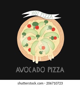 Avocado pizza on chalkboard background P