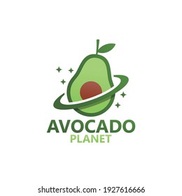 Avocado planet logo template design