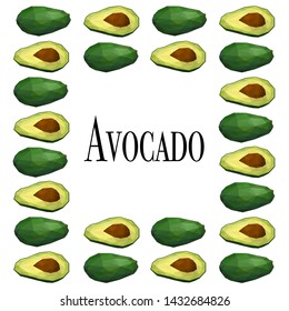 Avocado. Polygonal fruit. Polygonal fruit - avocado. Low poly style. Avocado isolated.