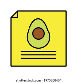 Avocado poster illustration. modern simple vector icon, flat graphic symbol in trendy flat design style. wallpaper. lockscreen. pattern. frame, background, backdrop, sign, logo.