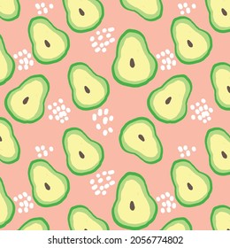 Avocado print. Seamless pattern of  cute avocado.Design for fabric, curtain, background, carpet, wallpaper, clothing.