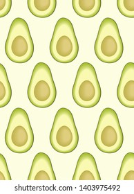 Avocado print. Seamless pattern of vector Avocado fruit