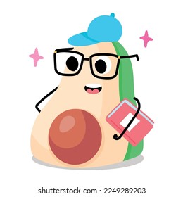 An avocado with prune, flat sticker 